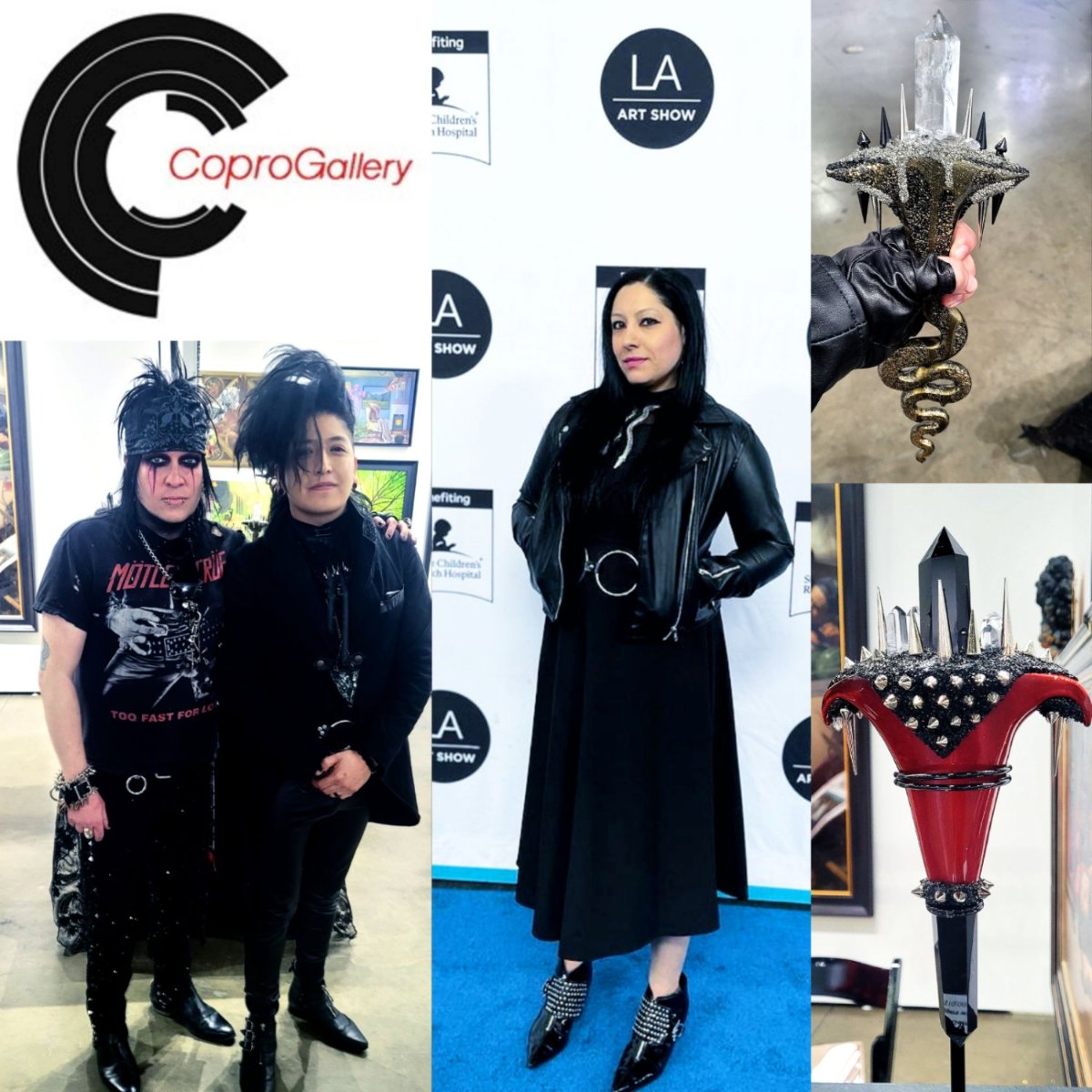 Cat Morales and gemstone sculptures at the Copro Gallery booth, LA Art Show 2024